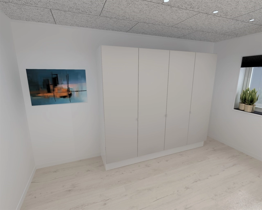 Kitchn Garderobeskap med 4 dører i grått, 240 cm fra Kitchn med Phoenix Cashmere front.